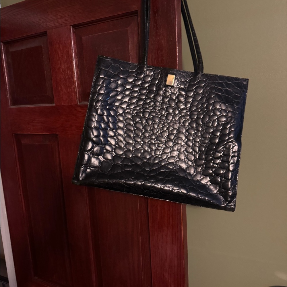 Furla Black Croc-Embossed Tote - Picture 3 of 4